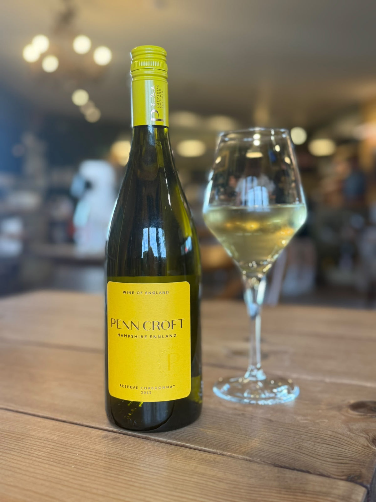 Penn Croft Reserve Chardonnay 2023 bottle and glass of wine